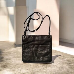 Elegant Black Leather Shoulder Bag.